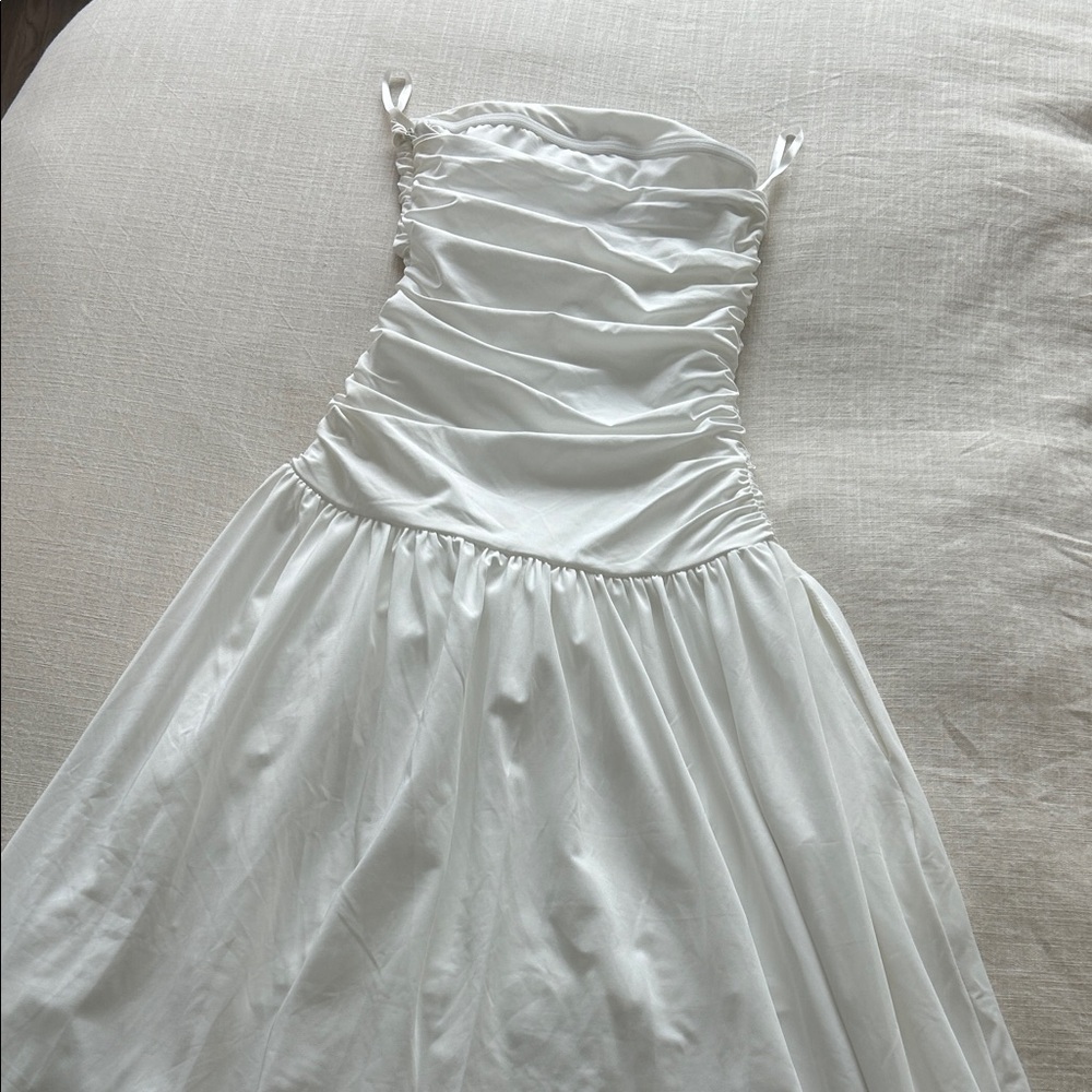 REVOLVE White Ruched Dress